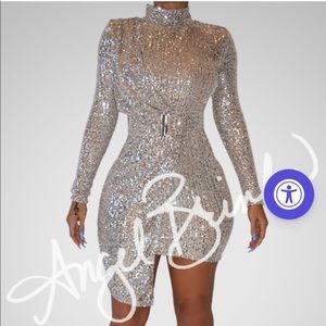 Silver sequin angel brinks dress